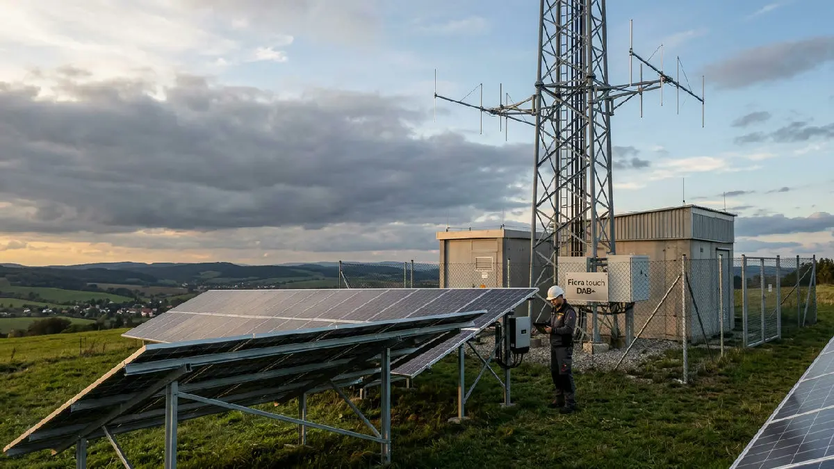 Vysílací síť Fiera touch DAB+ posiluje energetickou soběstačnost pomocí solárních zdrojů